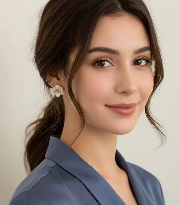 Gold_And_Off_White_Gardenia_Bloom_Sparkle_Studs_Earrings_For_Women